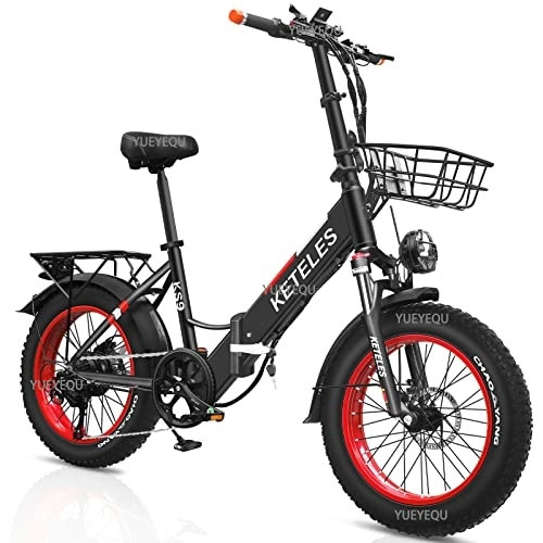 Bicicletas eléctrica : YUEYEQU 20" Bicicleta Eléctrica Plegable, 250W E-Bike con Asistencia de Pedal, Litio Extraíble 17.5AH, 4.0''Neumático Gordo, Hydraulic Disc Brake, Bicicleta De Ciudad Unisex Adulto (Negro)