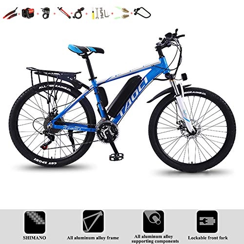 Bicicletas eléctrica : YXYBABA Bicicleta Eléctrica De Montaña 350W, Batería Batería Litio 36V 10Ah Bikes Bicicleta Eléctrica E-MTB 29", Micronew 24Vel, Frenos Hidráulicos, Azul