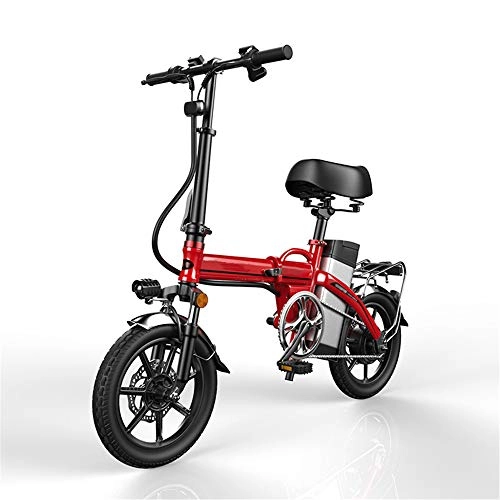 Bicicletas eléctrica : YXZNB Bicicletas Electricas, Bicicleta Elctrica Plegable De 14" / 350W / 48V / 15A Batera De Litio para Deportes Al Aire Libre Deportes De Trayecto, Rojo