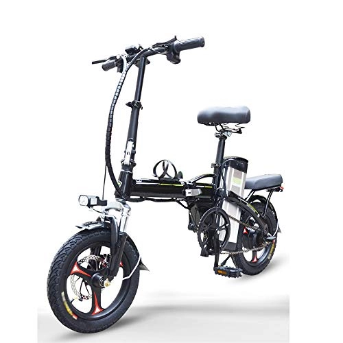 Bicicletas eléctrica : YXZNB Bicicletas Electricas, Plegable 350W Adulto / 48V14''Pulgadas Bicicleta Elctrica, 18A Batera De Litio para Montar A Caballo De Trabajo Al Aire Libre Y Los Desplazamientos, Negro