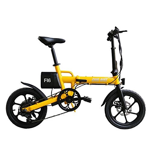 Bicicletas eléctrica : YYD Bicicleta elctrica Plegable para Adultos, Ultraligera, 16 Pulgadas, 36 V, batera de Litio para Hombres y Mujeres, Bicicleta Auxiliar, Yellow