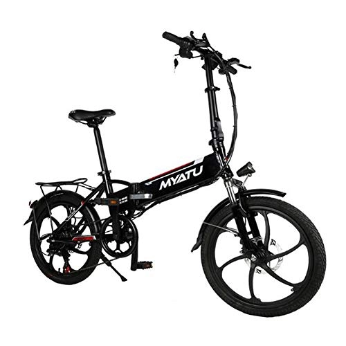 Bicicletas eléctrica : ZBB 20 Pulgadas 6 velocidades 48V / 10AH 250W Bicicleta eléctrica Plegable Ligera Bicicleta eléctrica con Interfaz de Carga USB Batería de Litio Ebike para Adultos, Negro