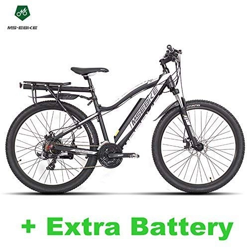 Bicicletas eléctrica : ZDDOZXC 21 velocidades, 27, 5 pulgadas Pedal Assist bicicleta elctrica, batera de invisibilidad 36V, horquilla de suspensin, ambos frenos de disco, bicicleta de montaña E bike