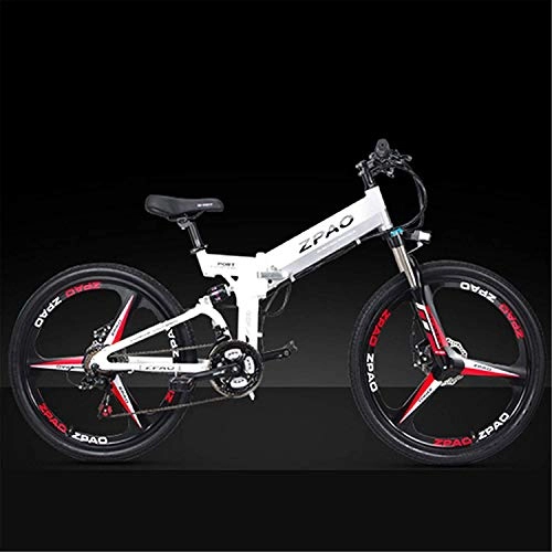 Bicicletas eléctrica : ZDDOZXC KB26 Bicicleta elctrica plegable de 21 velocidades, Batera de litio de 48V 10.4Ah, Bicicleta de montaña de 350 vatios y 26 pulgadas, Asistencia de pedal de 5 niveles, Horquilla de suspensin