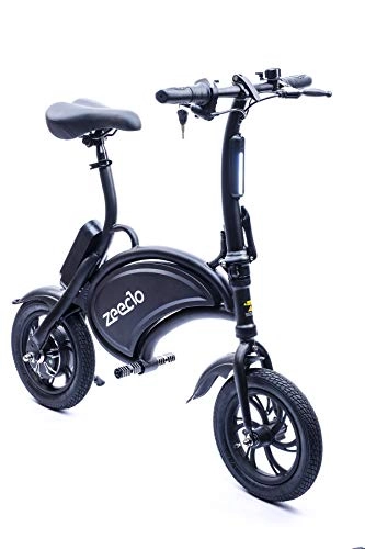 Bicicletas eléctrica : ZEECLO B200 Mini Ebike, Juventud Unisex, Negro, Mediano