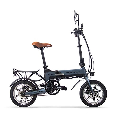 Bicicletas eléctrica : ZHXH 36V 250W 10.2Ah 14 Pulgadas En Blanco [Directo UE] Bicicleta Plegable Eléctrica 30-35KM / H De Velocidad Máxima Ciclomotor Eléctrico De La Bicicleta, Gris