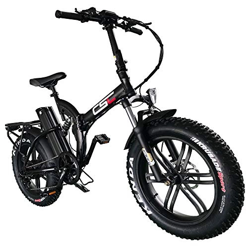 Bicicletas eléctrica : ZHXH Bicicleta Eléctrica del Motor 20 Pulgadas De Neumáticos 4.0 48V 500W 15.6A Batería De Litio Que Dobla La E-Bici, Negro