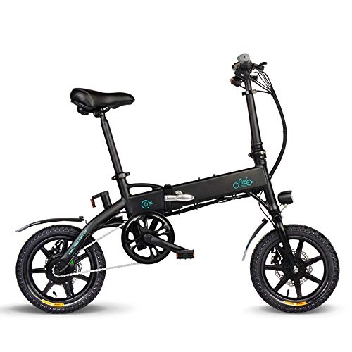Bicicletas eléctrica : ZHXH Bicicleta Eléctrica Doblada E-Bici De Aleación De Aluminio De 14 X 2, 125 Pulgadas Velocidad Máxima 25 KM / H, Negro
