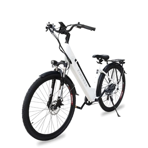 Bicicletas eléctrica : ZIMONDA Bicicleta eléctrica para mujer de 250 W, motor de 28 pulgadas, para adultos, batería desmontable de 36 V, 13 Ah, con pantalla LCD a color, Shimano de 7 marchas, altura del manillar ajustable
