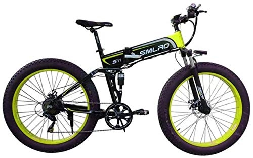 Bicicletas eléctrica : ZJZ Bicicleta eléctrica Bicicleta de montaña Plegable Moto de Nieve asistida por energía Adecuado para Deportes al Aire Libre Batería de Litio 48V350W, Verde, 48V10AH