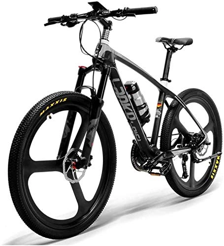Bicicletas eléctrica : ZJZ Bicicleta eléctrica de 26 `` Marco de Fibra de Carbono 240W Sistema de Sensor de par de Bicicleta de montaña Horquilla de suspensión con Bloqueo de Aceite y Gas