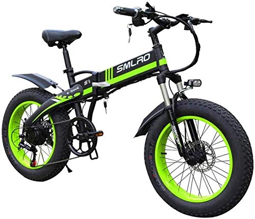 Bicicletas eléctrica : ZJZ Bicicleta eléctrica Fat Tire, 20"350W Bicicleta de montaña eléctrica para Adultos, con batería extraíble de Iones de Litio de 48V 8Ah, Engranajes Profesionales de 7 velocidades