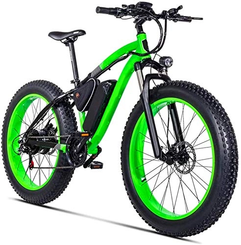 Bicicletas eléctrica : ZJZ Bicicleta eléctrica para Nieve para Adultos, Motor de 500 W, 26 Pulgadas, 4.0 neumáticos Gruesos, Bicicleta de Playa, Frenos de Disco Dual de 21 velocidades, Unisex
