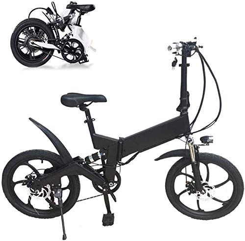 Bicicletas eléctrica : ZJZ Bicicleta eléctrica Plegable, 36V 250W 7.8Ah Batería de Litio Aleación de Aluminio Bicicletas eléctricas Ligeras, 3 Modos de Trabajo, Frenos de Disco Delanteros y Traseros (Color: Negro)