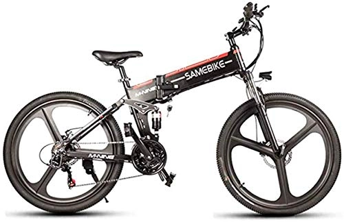 Bicicletas eléctrica : ZJZ Bicicleta eléctrica Plegable, Bicicleta eléctrica de montaña de 26 Pulgadas, Vehículo eléctrico con batería de Litio de 48 V, Motor súper Fuerte de 21 velocidades 10AH350W, Negro