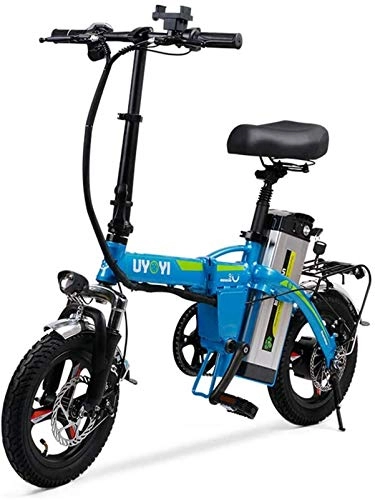 Bicicletas eléctrica : ZJZ Bicicleta eléctrica Plegable, Bicicleta Plegable con luz Delantera LED y Pantalla LCD, 3 Modos de conducción portátiles de Altura Ajustable y Freno de Disco Doble