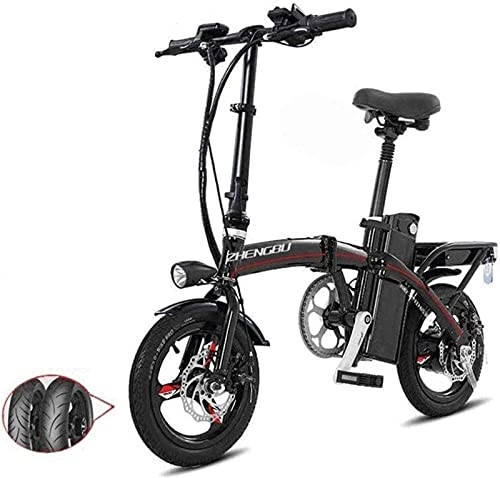 Bicicletas eléctrica : ZJZ Bicicletas eléctricas rápidas para Adultos Pedales Power Assist y batería de Iones de Litio de 48 V Bicicleta eléctrica Ligera y de Aluminio con Ruedas de 14 Pulgadas y Motor de buje de 400 W