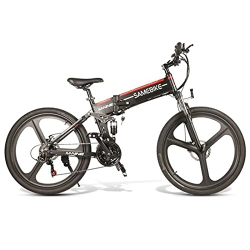 Bicicletas eléctrica : ZWHDS 26 Pulgadas Plegable e-Bike-4 8V 10AH Bici de montaña Bicicleta eléctrica 350W Motor Bicicleta eléctrica Bicicletta Elettrica 35km / h (Color : Black)