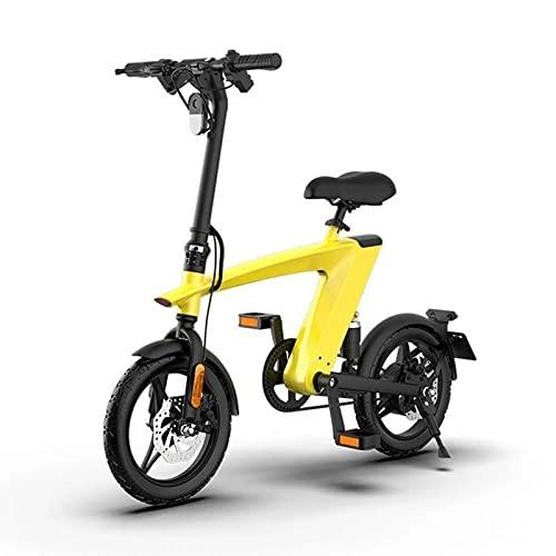 Bicicletas eléctrica : ZWHDS Bicicleta-250w eléctrica de la batería de Litio de 10Ah de Dos Ruedas Plegable Bicicleta eléctrica Motocicleta eléctrica (Color : Yellow)