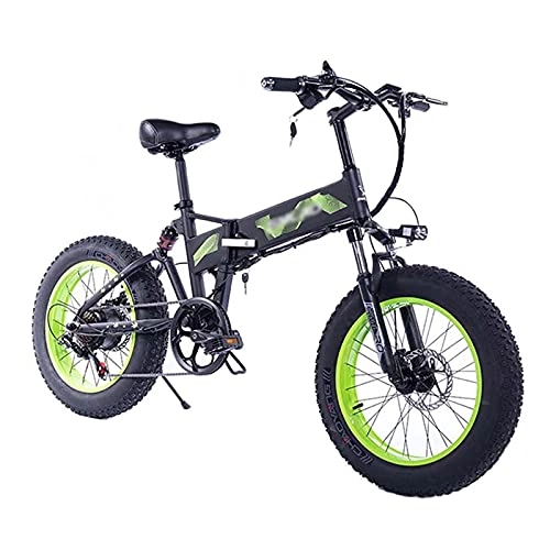 Bicicletas eléctrica : ZWHDS Bicicleta eléctrica - 20 Pulgadas de neumáticos para Adultos Plegable Grasa Carretera E-Bici 8AH Batería de Litio 35 0W 36V Motor de tracción Trasera (Color : Green)