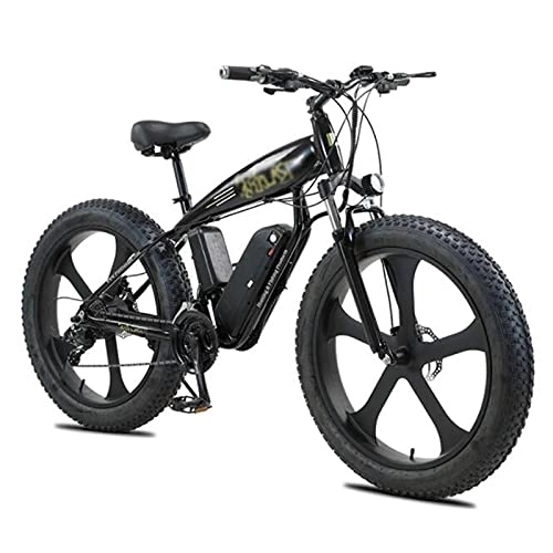 Bicicletas eléctrica : ZWHDS Bicicleta eléctrica de 26 Pulgadas - 350W 36V Bicicleta de Nieve 4.0 Neumático de Grasa E-Bike Batería de Litio Bicicleta de montaña (Color : Black)