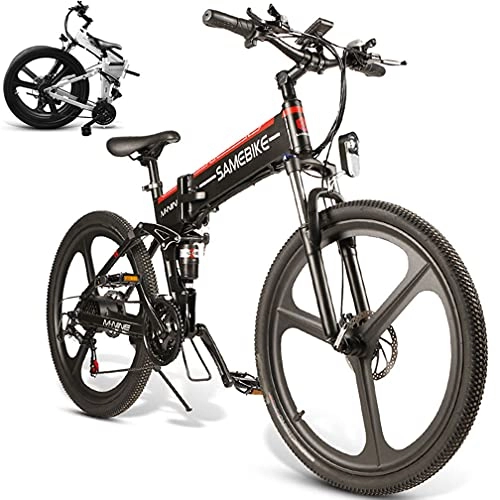 Bicicletas eléctrica : ZWJABYY Bicicleta Plegable Adulto EléCtrica, 26 Pulgadas Bicicletas EléCtricas De MontañA, con Motor De 350W, BateríA ExtraíBle De 48V / 10Ah, Velocidad MáXima De 35Km / H, Black