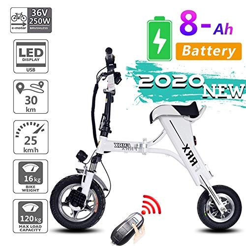 Bicicletas eléctrica : ZXC0226 Elctrico Patinete, Scooter Plegable con Motores De 250W, Rango De 18.64 Millas, Velocidad Mx De 25 Km / H, Carga Mxima De 264 Libras, Neumtico Inflable, E-Bike para Adultos Y Adolescentes, Blanco
