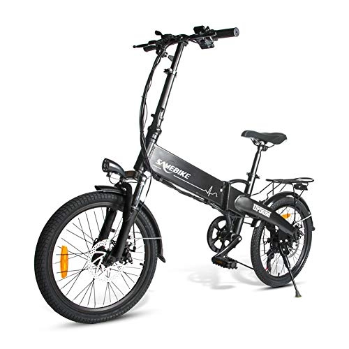 Bicicletas eléctrica : ZZQ Bicicleta elctrica 48V Plegable Bicicleta elctrica batera de Litio 250W ebike, Negro