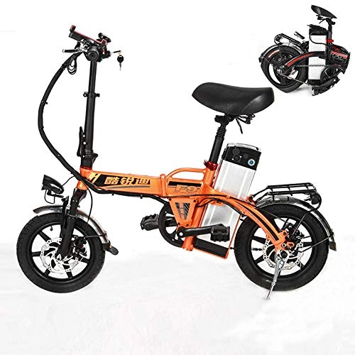 Bicicletas eléctrica : ZZQ Bicicleta elctrica Plegable, Bicicleta de Viaje elctrica Plegable de 14 Pulgadas con batera de Litio de 36V 8Ah