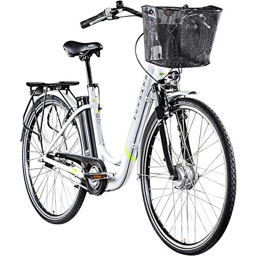 Bicicletas eléctrica : Zündapp Z517 700c E-Bike - Bicicleta eléctrica para mujer (28 pulgadas, color blanco / verde, 48 cm)