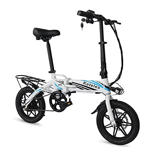 Bicicletas híbrida : Bicicleta eléctrica plegable de 14 pulgadas, ciclomotor pequeño, bicicletas de montaña híbridas, amortiguadores múltiples, negro, blanco, clasificación de impermeabilidad IP54, carga máxima 120 kg