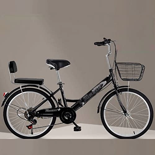 Bicicletas híbrida : Dushiabu Bicicletas híbridas para Adultos para Hombres y Mujeres, con Marco de Acero Urbano, Transmisión de 7 Velocidades con Ruedas de 22 / 24 Pulgadas para Hombres y Mujeres Adultos, Black-2