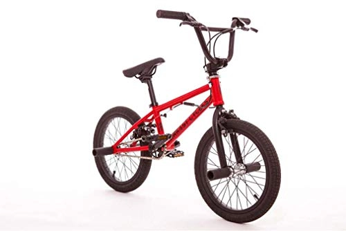 BMX : Bicicleta BMX Freestyle de 16 "para principiantes y ciclistas avanzados, cuadro y horquilla de acero con alto contenido de carbono, transmisión BMX de acero 25T, tres secciones / 120 / manivela