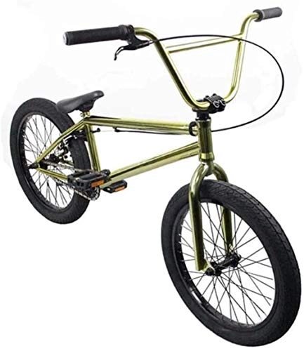 BMX : Bicicletas BMX Trekking Bicicleta Adulto Hombre de 20 Pulgadas Estilo Libre para Ciclistas Principiantes Cuadro de Acero con Alto Contenido de Carbono Engranaje 25X9t, con Freno Tipo U, Gold