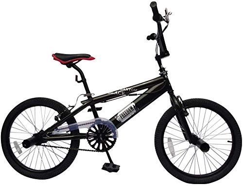 BMX : BMX bicicleta BMX Black Phantom color negro ruedas de 20 pulgadas manillar de 360°, 4 peldaños, freno en V bicicleta BMX, bicicleta de freestyle, bicicleta