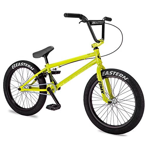BMX : Eastern Bikes Nightwasp Bicicleta BMX de 20 pulgadas, amarillo neón, marco cromado completo