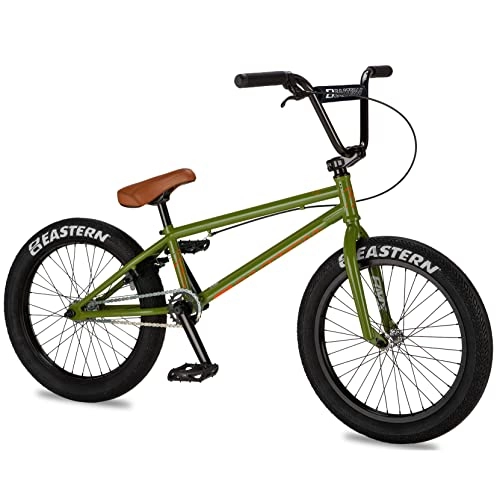 BMX : Eastern Bikes Traildigger Bicicleta BMX de 20 pulgadas, verde, marco cromado completo