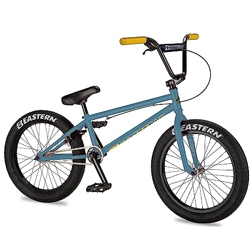 BMX : Eastern Bikes Wolfdog Bicicleta BMX, 20 pulgadas, marco cromado completo (azul pizarra y amarillo)