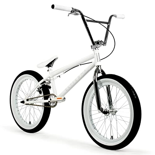 BMX : Elite BMX Bicicleta BMX de 18, 20 y 26 pulgadas, para niños, adolescentes y adultos, bicicleta BMX de estilo libre, todos los modelos vienen con bielas BMX de 3 piezas (20 pulgadas, blanco)