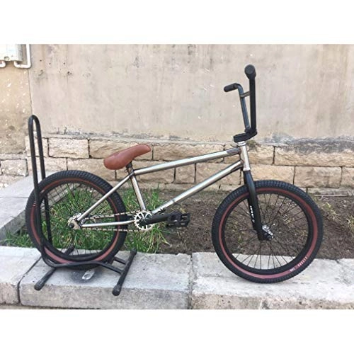 BMX : GASLIKE Bicicletas BMX Freestyle de 20 Pulgadas para Principiantes y Ciclistas avanzados, Marco de Acero 4130 CR-Mo, Ruedas de 34 mm de Ancho, Plata, 20 Inch
