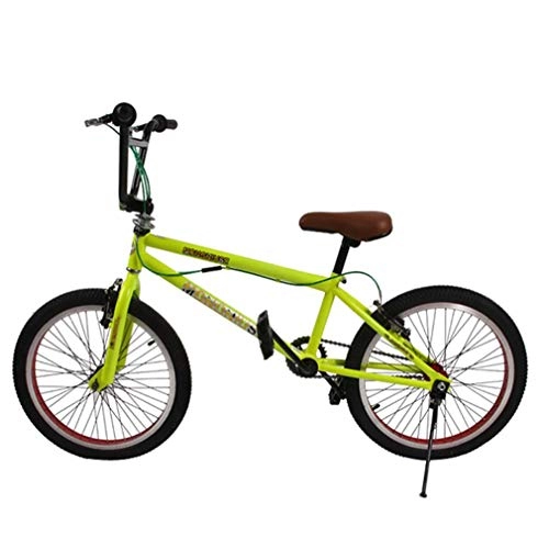 BMX : GASLIKE BMX Bikes 20 Pulgadas para niños Adultos con agarres de Goma inodoros, Cadena de Acero, Asiento Ajustable, Manillar ensanchado BMX, Marco de Acero de Alto Carbono, Amarillo