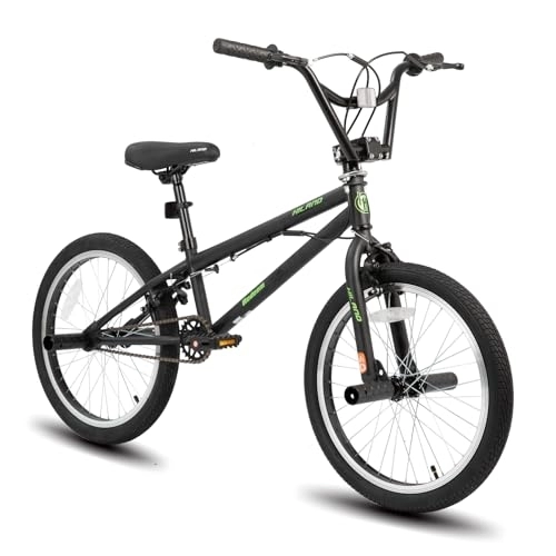 BMX : Hiland Bicicleta BMX Freestyle de 20 Pulgadas Bicicletas Freestyle, Sistema de Rotor de 360°, Estilo Libre, 4 Pegs, Rueda Libre, Color Negro