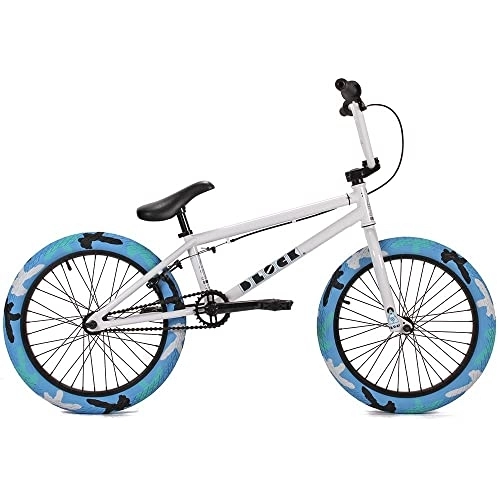 BMX : Jet BMX Block BMX Bike Freestyle Bicycle - Gloss White / Blue Camo