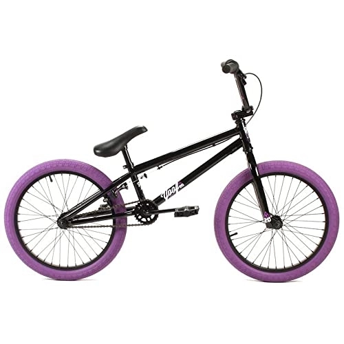 BMX : Jet BMX Yoof 20" BMX Bike Gloss Black with Purple Tyres