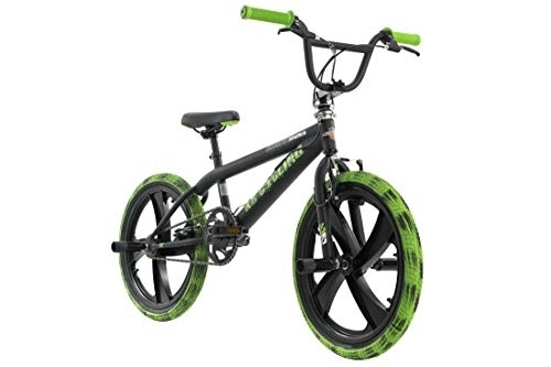 BMX : KS Cycling Crusher Freestyle Bicicleta BMX (20''), Color Negro y Verde, Niños, 20 Zoll, 28 cm