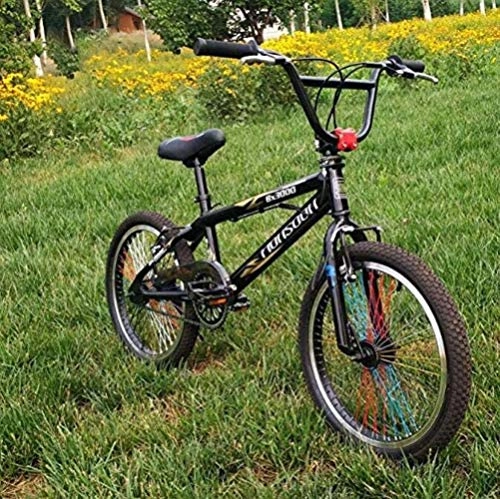 BMX : LFSTY Bicicletas BMX de 20 Pulgadas para Ciclistas Principiantes a avanzados, Cuadro de aleación de Aluminio, Ruedas de 20 × 1.95, Freno de aleación de Aluminio en Forma de U, Negro