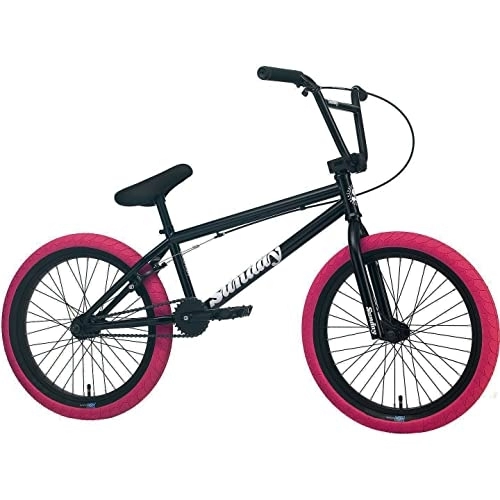 BMX : Sunday 2022 Blueprint Bicicleta BMX completa de 20 pulgadas, color negro / rosa W 20TT
