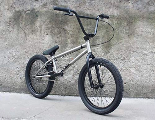 BMX : SWORDlimit Bicicleta BMX 20"para Principiantes y avanzados, Cuadro y Horquilla de Acero con Alto Contenido de Carbono, Juego de bielas de 3 segmentos con 8 Llaves + Volante Trasero con 9 Dientes, Gris