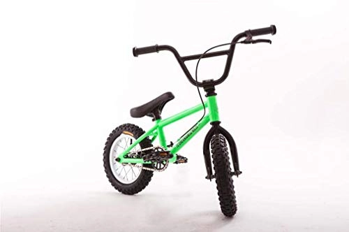 BMX : SWORDlimit Bicicleta de Estilo Libre para niños 12 Pulgadas para Ciclistas Principiantes y avanzados, Cuadro y Horquilla de Acero de Alto Carbono, Freno Trasero en Forma de U, Verde