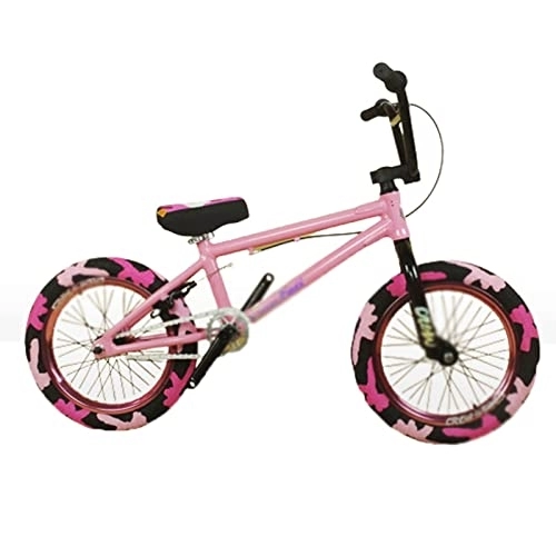 BMX : TABKER Bicicleta BMX de 16 pulgadas, bicicleta de aluminio rosa, mini show Street Bike